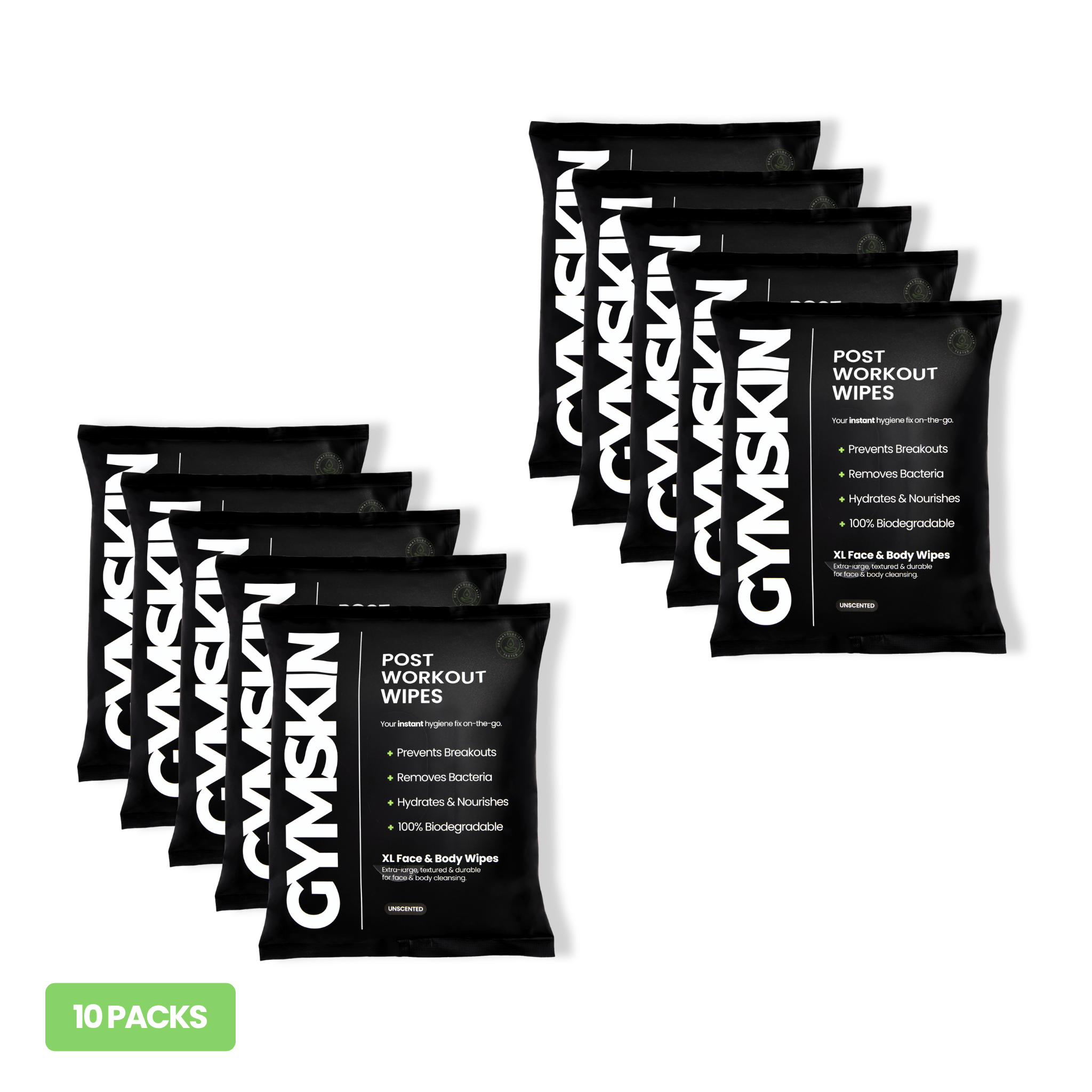 GYMSKIN Post Workout Wipes - 10 Pack Bundle