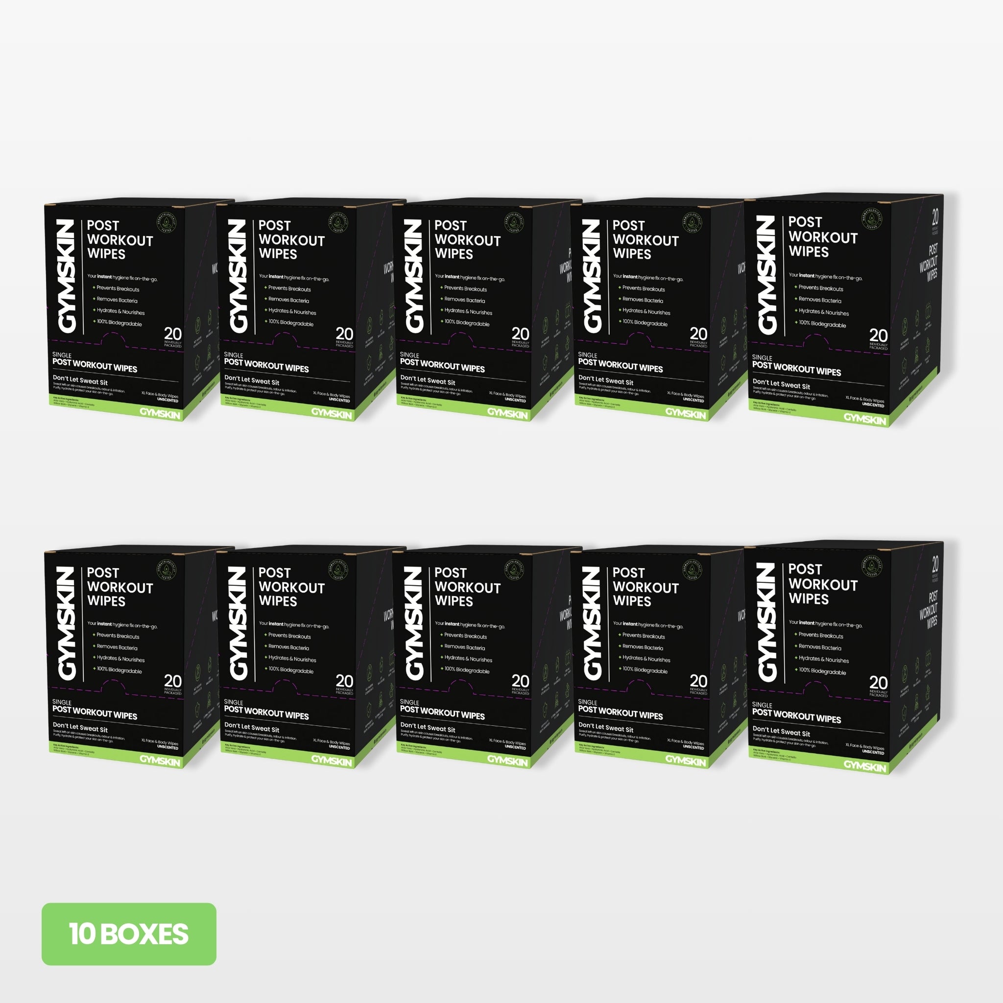 Single Post Workout Wipes - 10 Box Bundle
