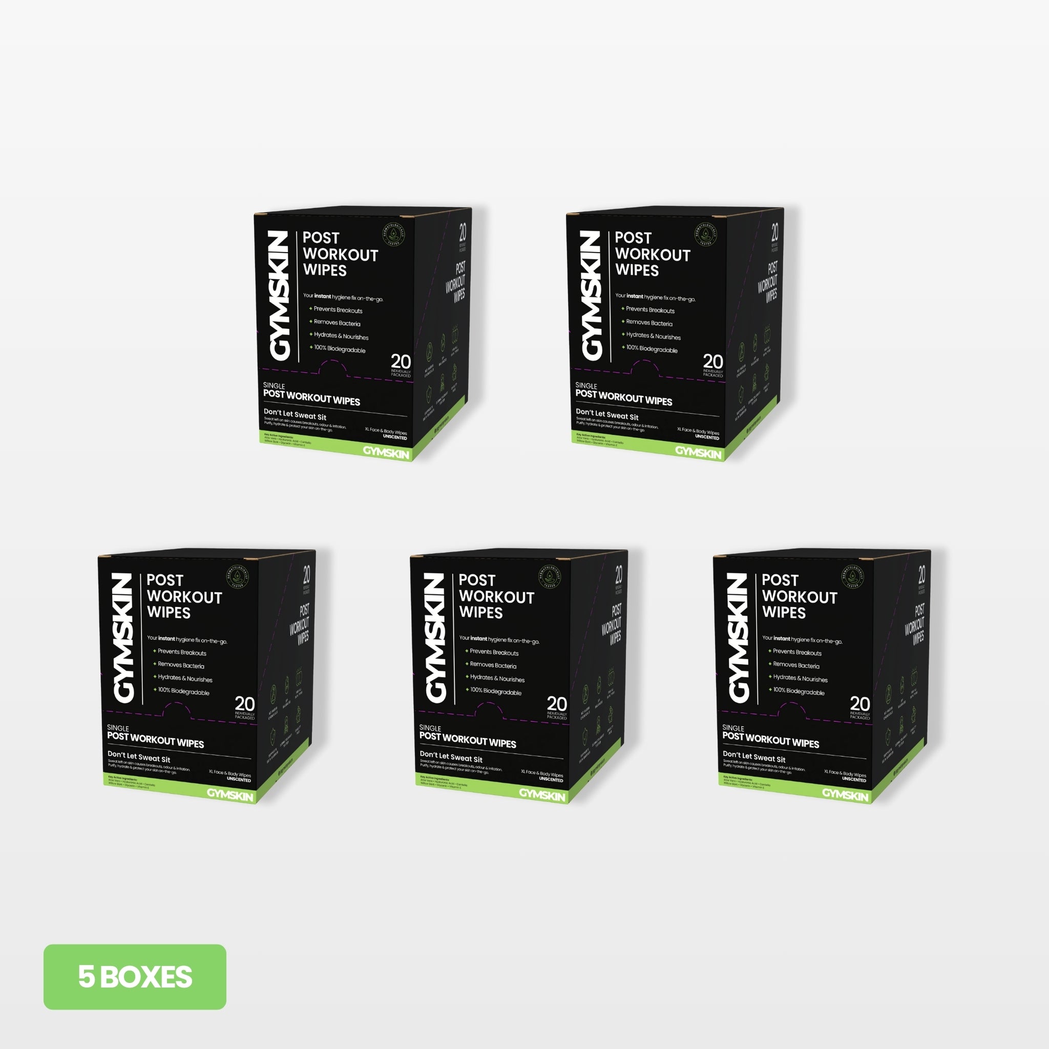 Single Post Workout Wipes - 5 Box Bundle