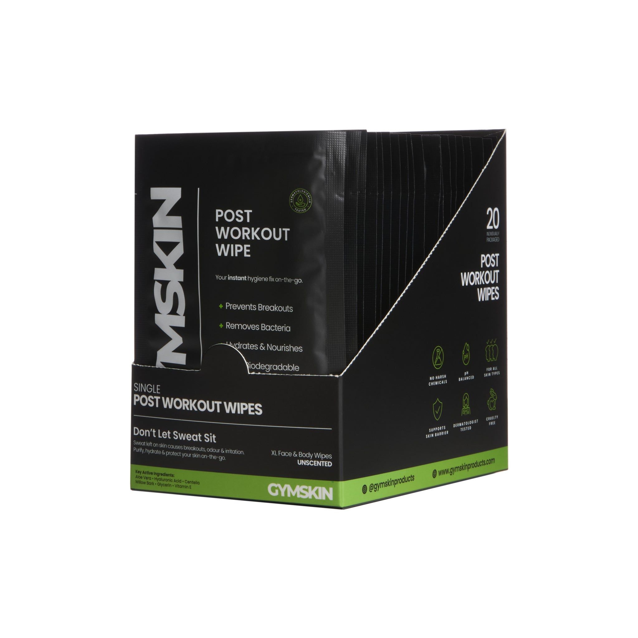 GYMSKIN Single Post Workout Wipes (20 Wipes) — product photo 2